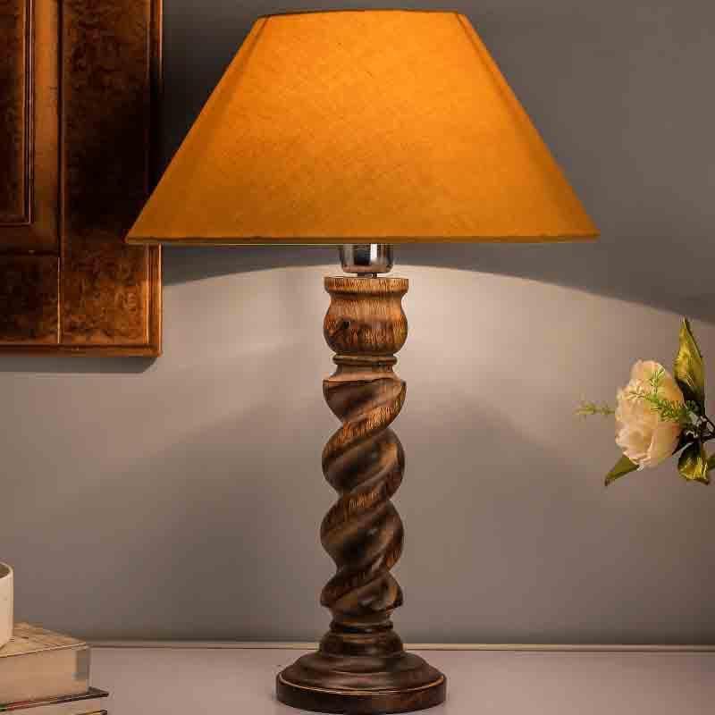 Twisted Tales Fabric Table Lamp - Brown,Beige