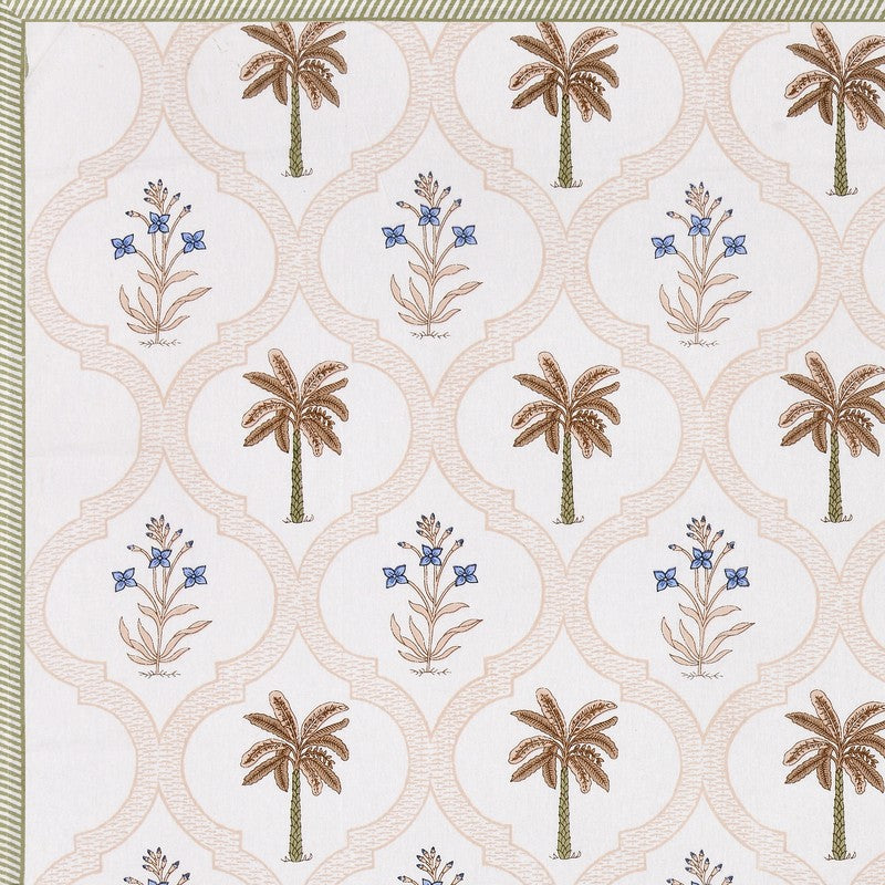 Haveli Block Cotton Bedsheet (Blue,Peach) - 180 TC media 6