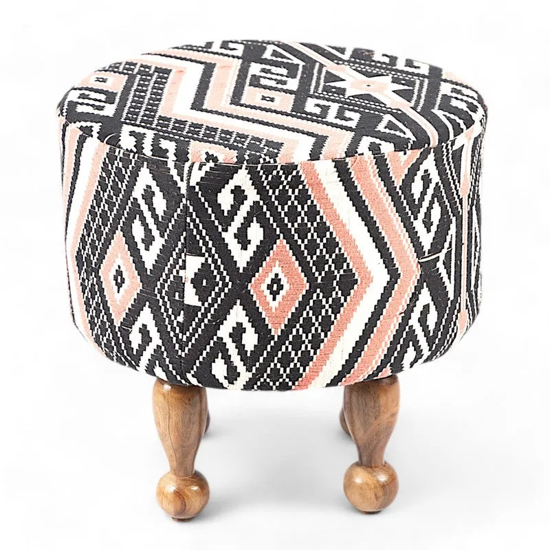 Fverix Acacia Wooden Ottomans (Multicolor) - Set Of Two media 3