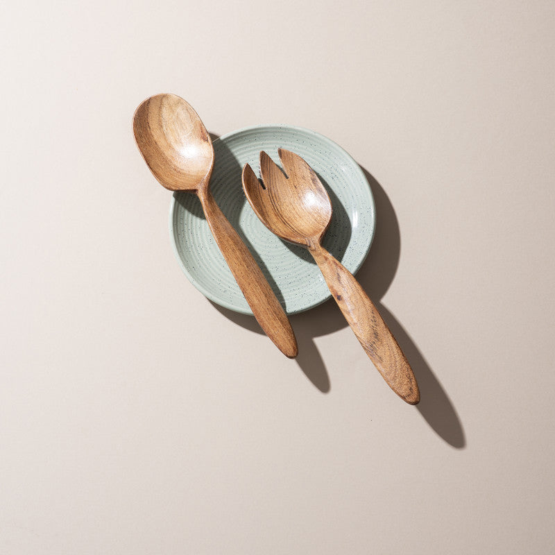 Mavyn Handcrafted Mango Wood Salad Server - Set Of Two