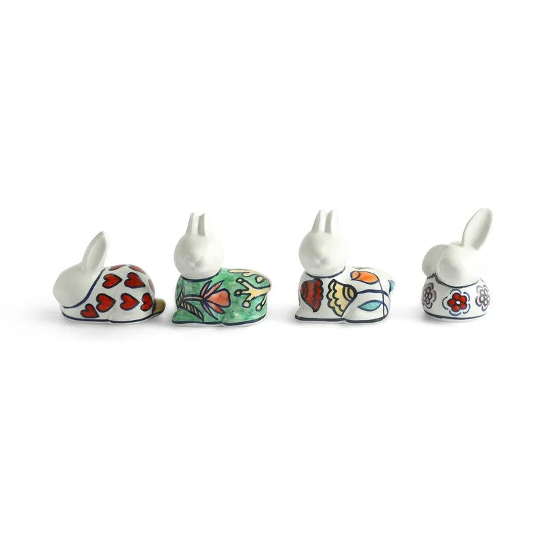 Bunny Army Ceramic Handpainted Decorative Showpiece - Set Of Four media 3