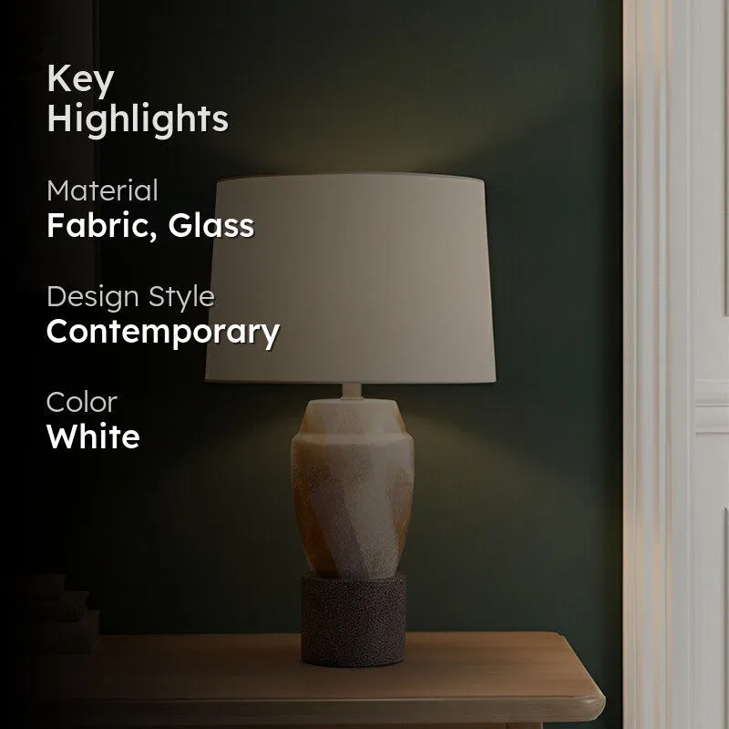 AarviDecor Keaton Decorative Fabric Table Lamp - White media 2