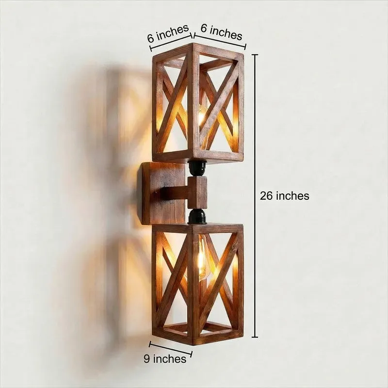 Twin StripeAxis Wooden Wall Lamp - Brown media 8
