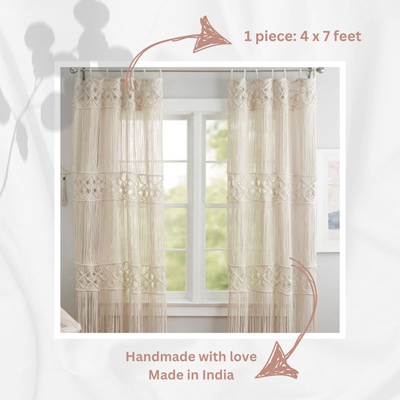 Sophiya Macrame Knit Boho Curtain media 4