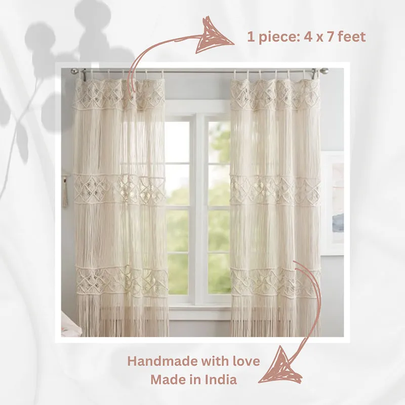 Sophiya Macrame Knit Boho Curtain media 4