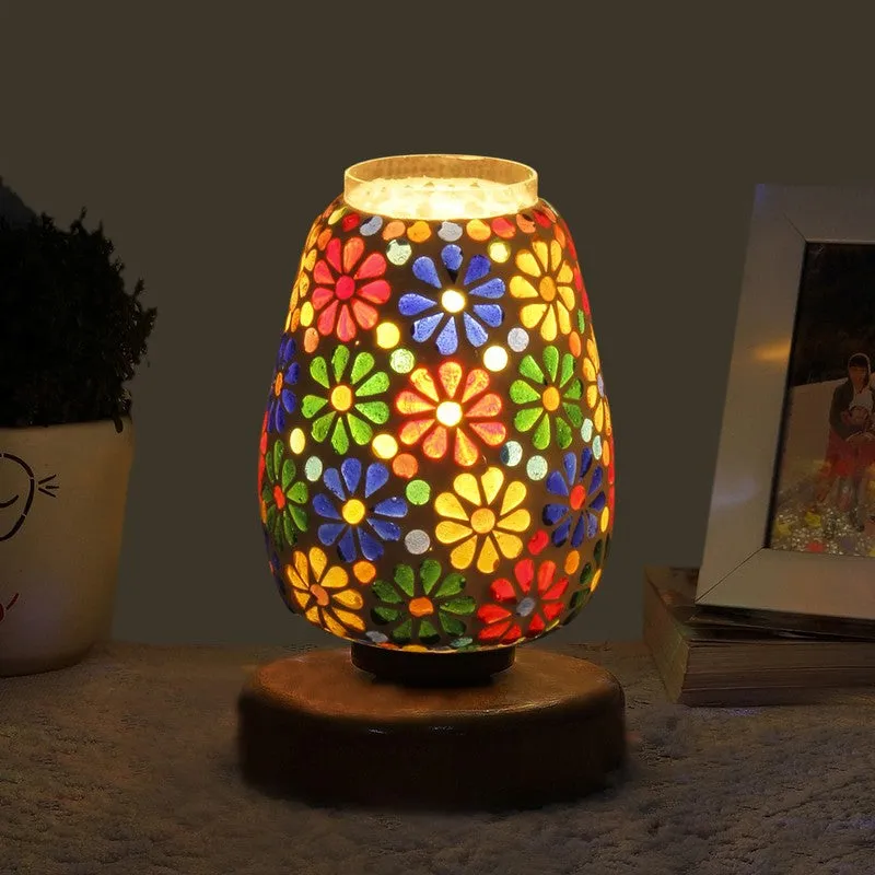 Skylune Glass Table Lamp With Wooden Base - Multicolor media 1