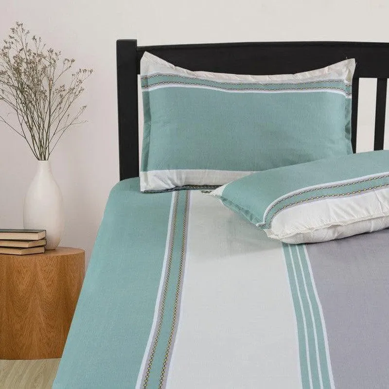 Siesta Stripes Microfiber Bedsheet (Sage Green) - 125 GSM media 4