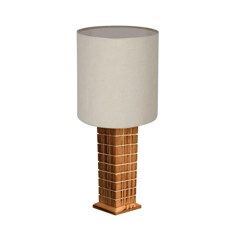 AuraBeam Stylish Wooden Table Lamp - Beige,Brown media 4