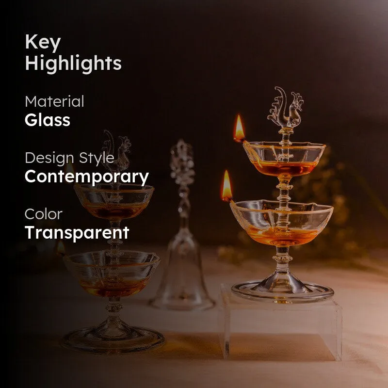 HaloGlow Glass Diya - Set Of Two media 2