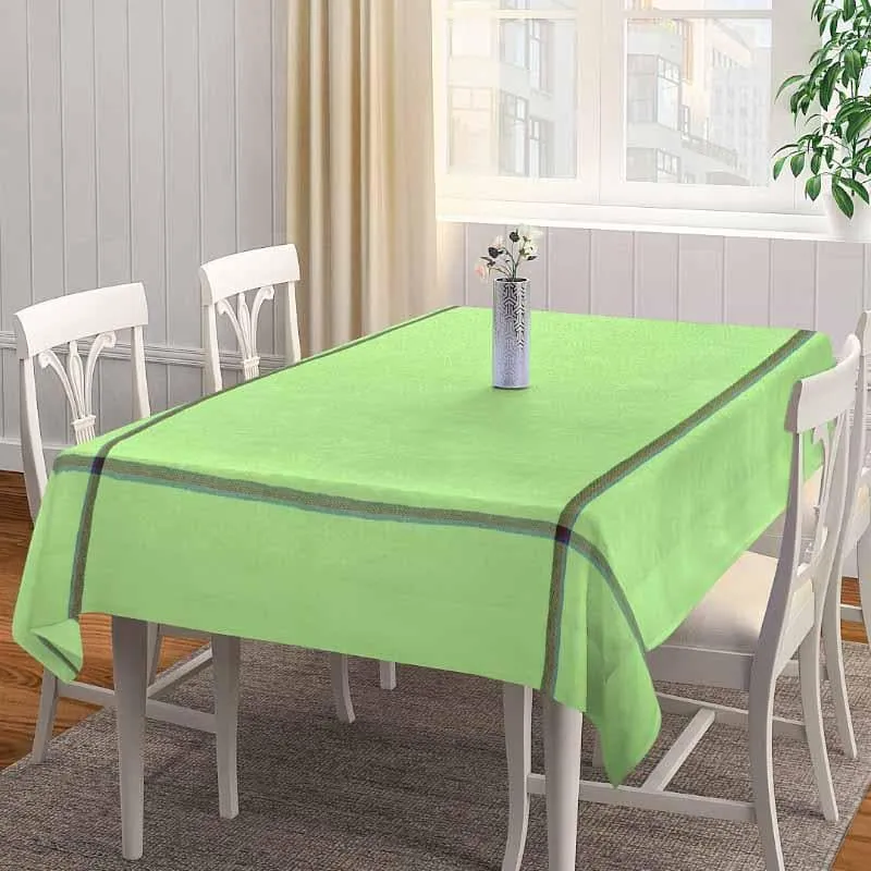 Madras Stripes Border Table Cover - Light Green media 1