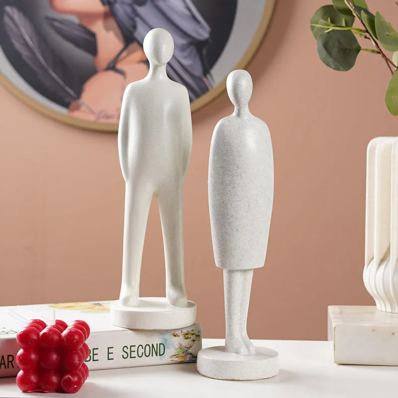 In Harmony Painted Resin Showpiece (Grey & White) - Set Of Two media 1