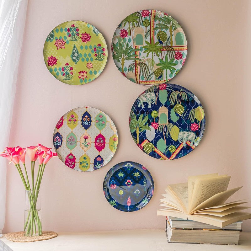 Botanical Print Round Metal Wall Plates - Set Of Five media 6