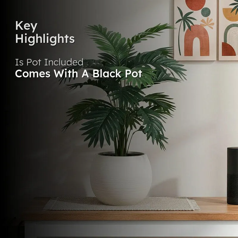 Artificial Areca Palm Plant With Black Plastic Pot - 2 ft media 2