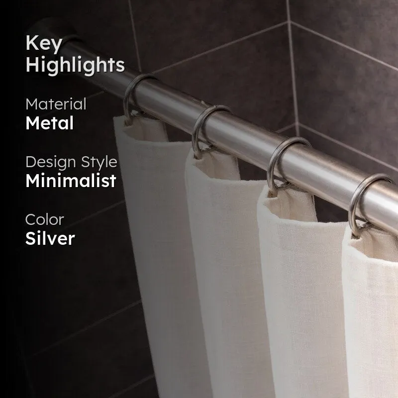 Slide Fit Extendable Metal No Drill Curtain Tension Rod - Silver - 2