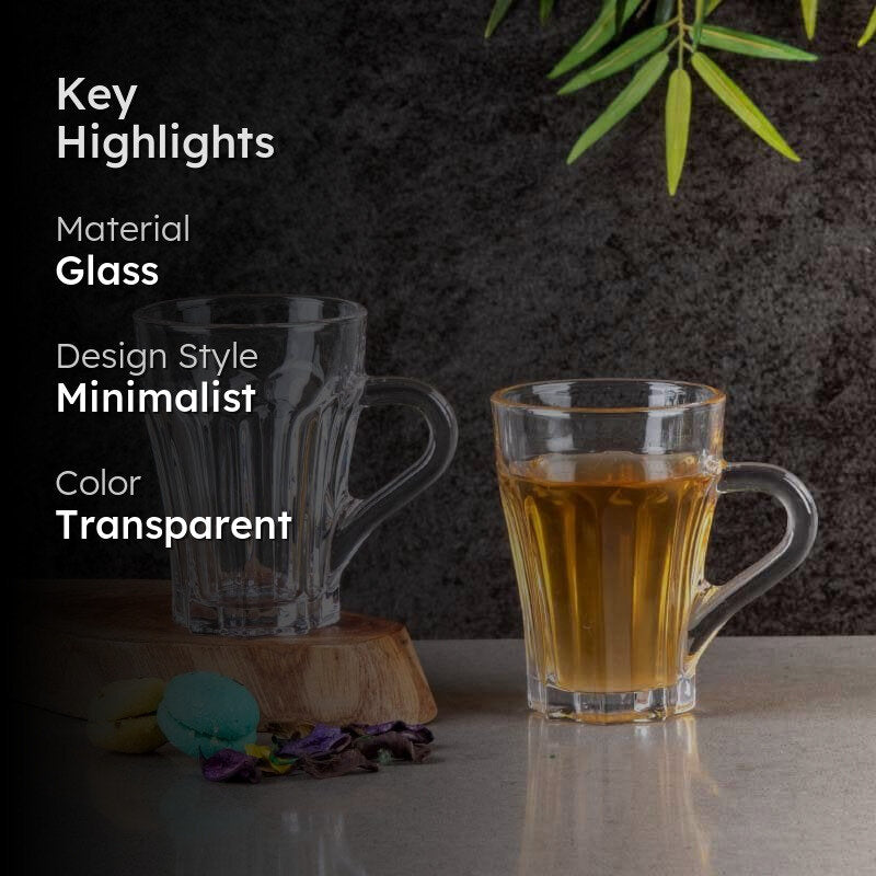 Glassey Glass Tea Cup (160 mL Each)  -  Set of Six media 2