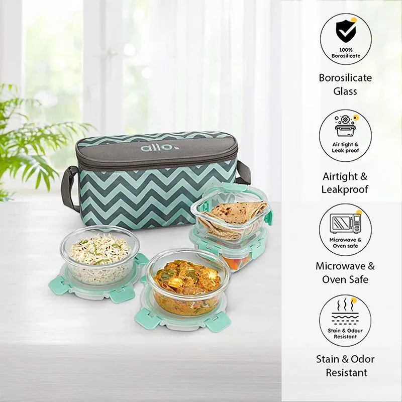 Jonas Lunchbox With Chevron Bag (310 & 390 ML) - Set Of Four media 1