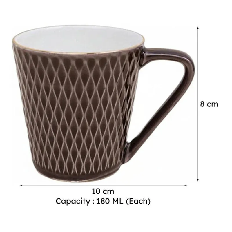 Bruna Porcelain Tea Cup (180 mL Each)/Brown)- Set of Six media 7