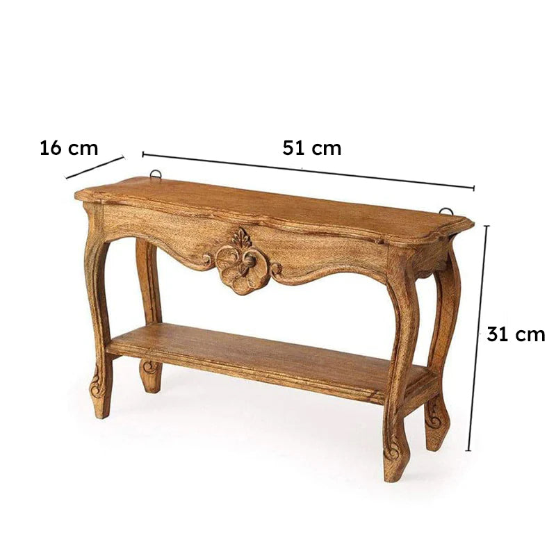 Alice Mini Table Handcrafted Wooden Wall Shelf media 6