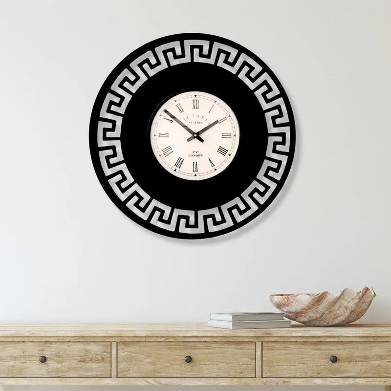 Greek Steel Analog Wall Clock - Black media 1