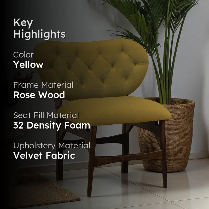 Racknest Rose Wood Accent Chair - Yellow media 2