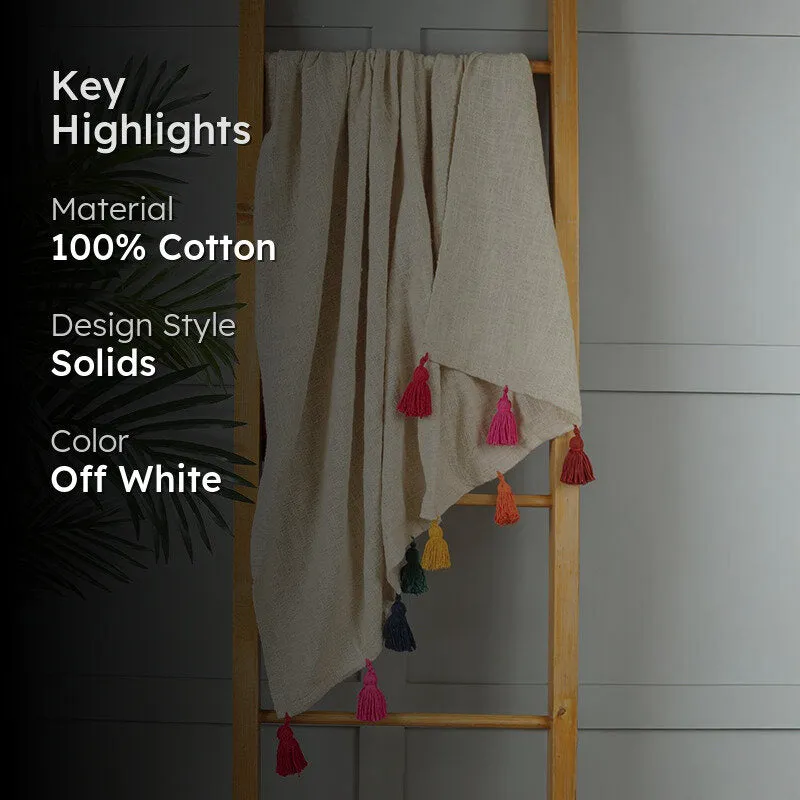 Tassura Tasselled Cotton Throw - Multicolor media 2