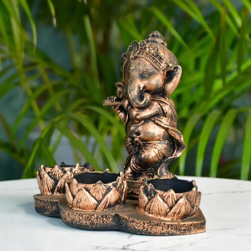 Little Copper Ganesha Tealight Candle Holder media 1