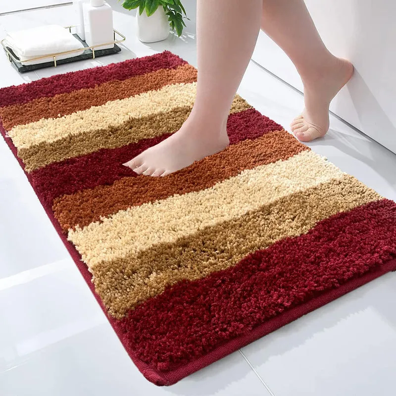 Jericho Luxe Bath Mat - Red, Beige media 1