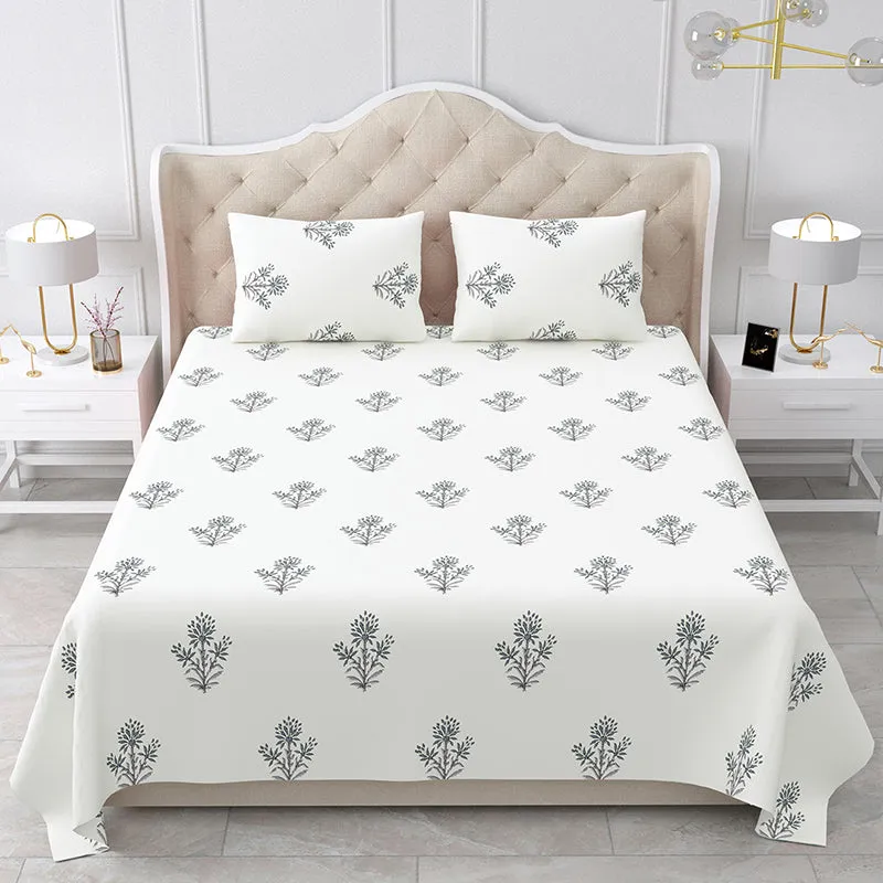 Ink Fleura Floral Cotton Bedsheet - 180 TC media 3
