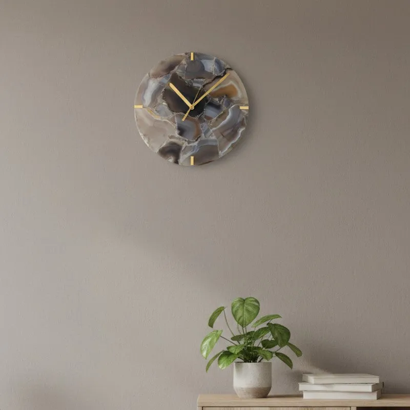 Obelia Handcrafted Agate Wall Clock - Aqua media 3