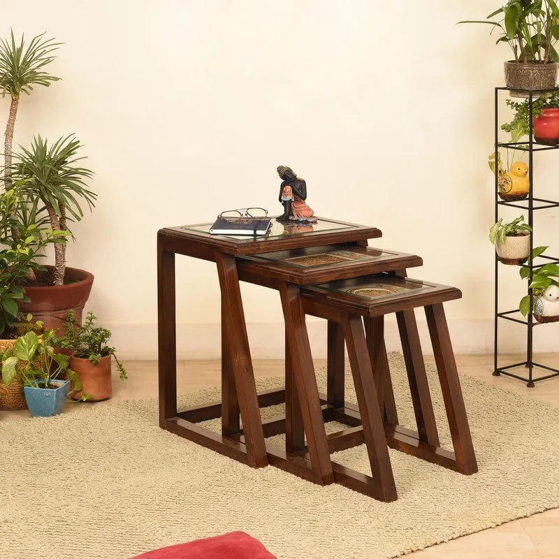 Honey I Teak Wood Nesting Stools - Set of Three media 1