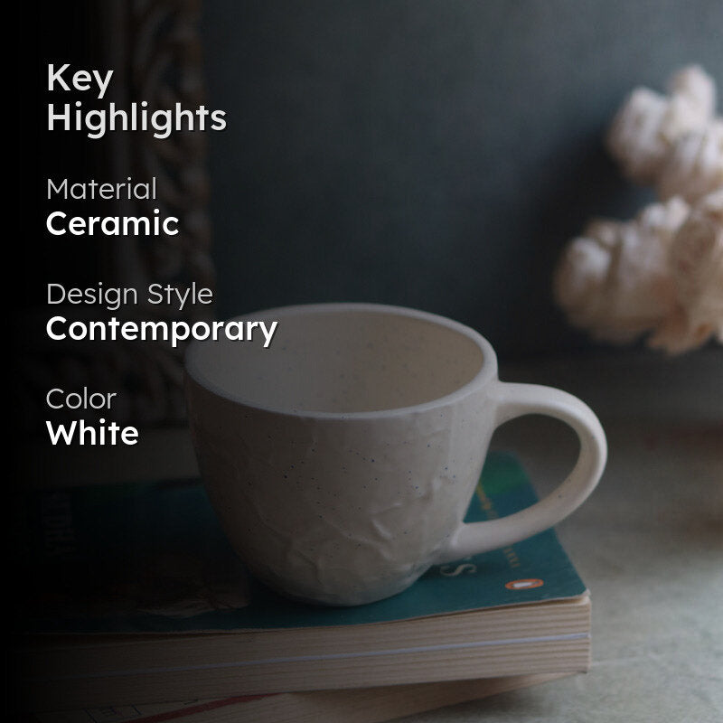 Meva Ceramic Tea Cup (230 mL)/White) media 2