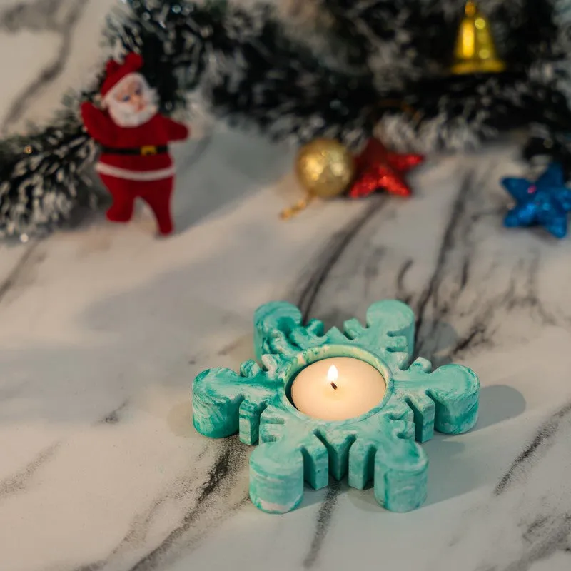 Frosty Tealight Candle Holder - Green media 1