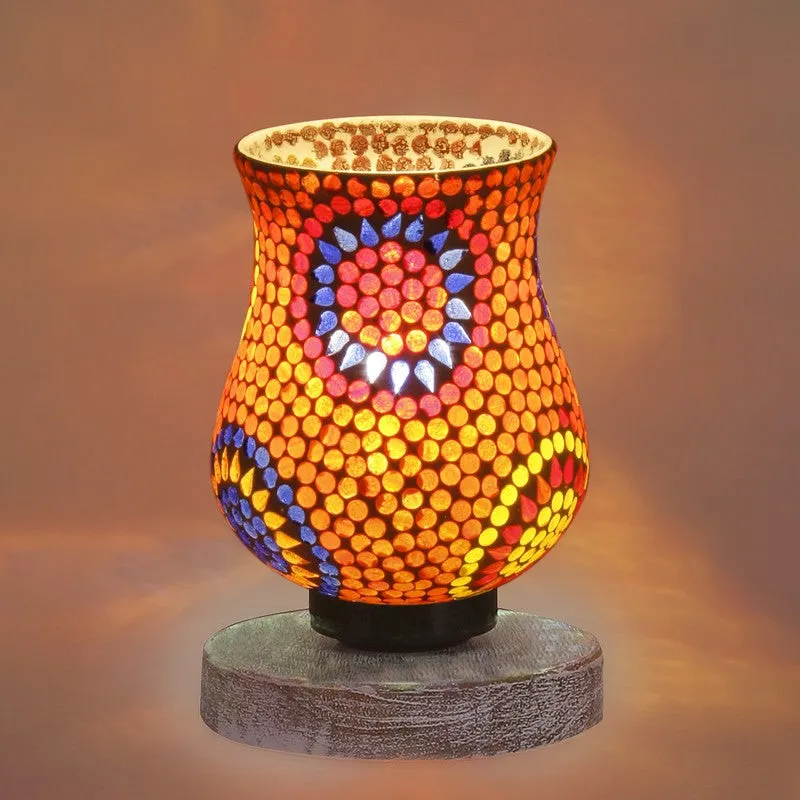 Amberis Mosaic Glass Table Lamp With Wooden Base - Multicolor media 7