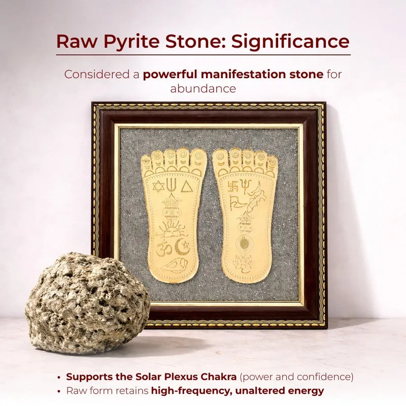 Goddess Laxmi Charana Paduka Pyrite & Wood Wall Art media 6