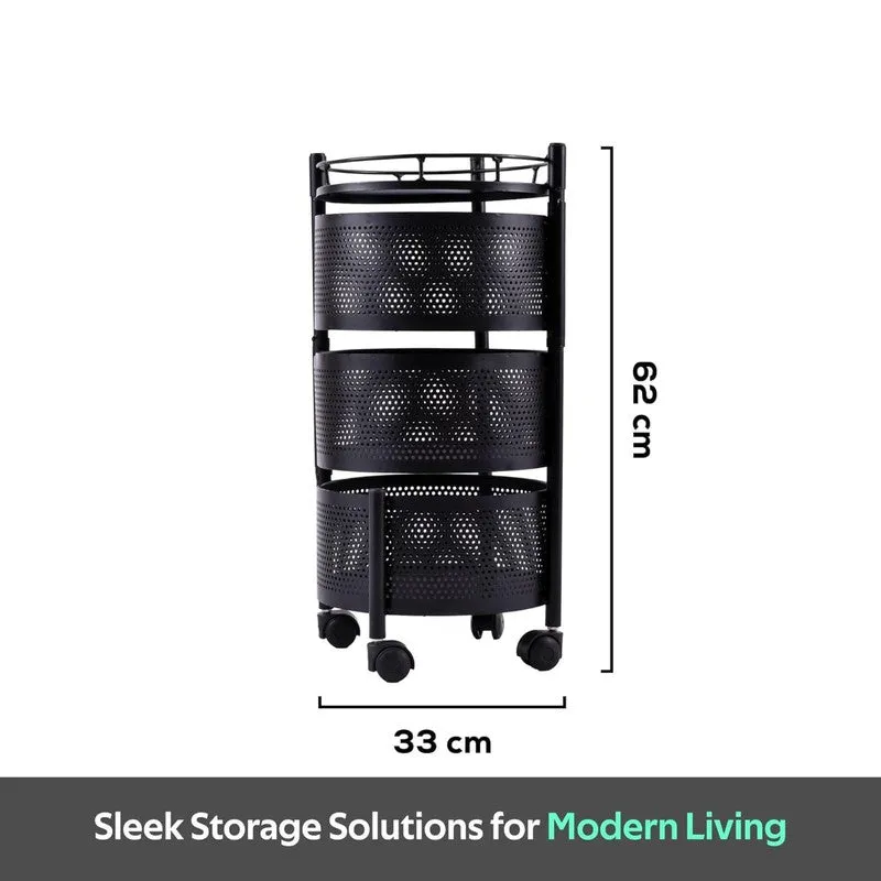 Black Metal Swinging Basket Rack for Easy Storage media 9