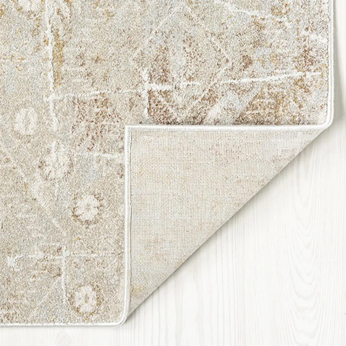 Close-up of the carpet corner showing the surface and backing