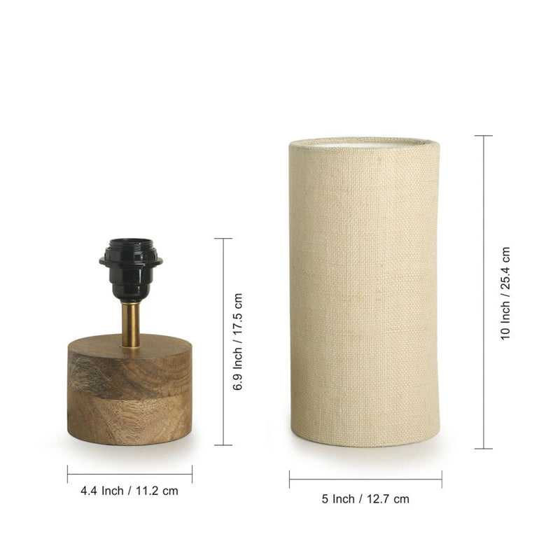 Samidha Handcrafted Mango Wood Table Lamp - Brown,Beige media 5