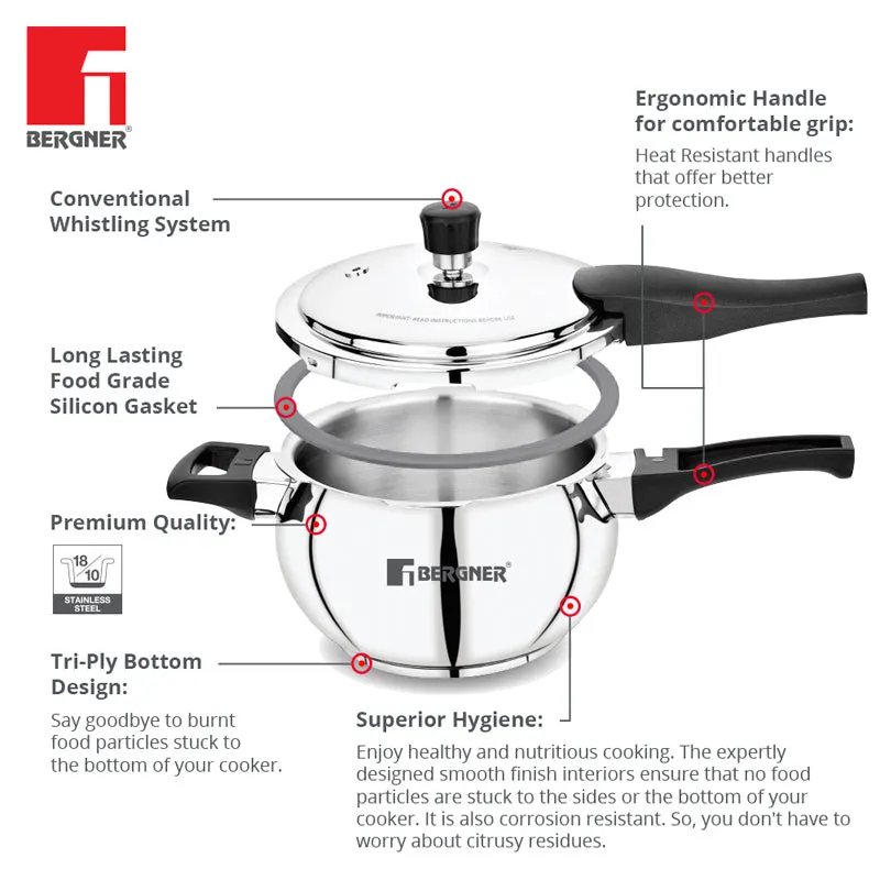 Bergner Induction Safe Pressure Cooker - 5500 ml/20 Inches media 5