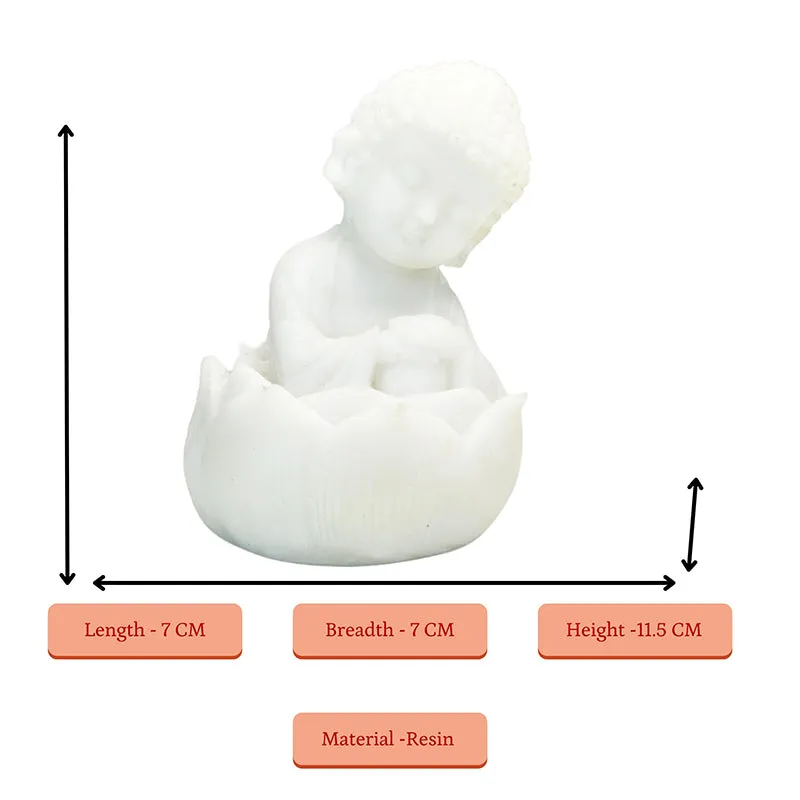 Baby Buddha In Lotus Resin Idol - Set Of Two media 7