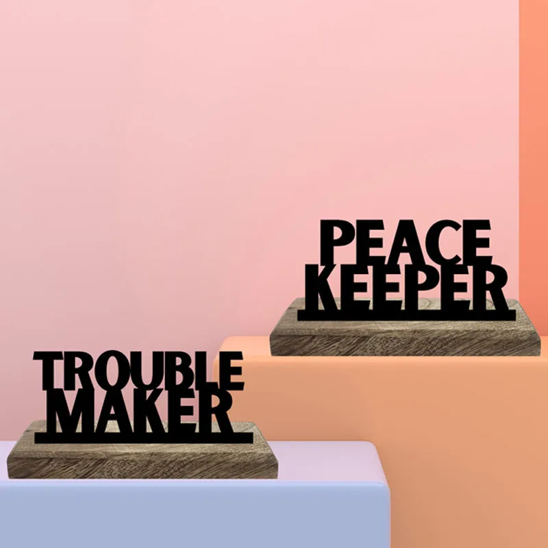 Trouble Maker Typography Showpiece - Set Of Two media 3