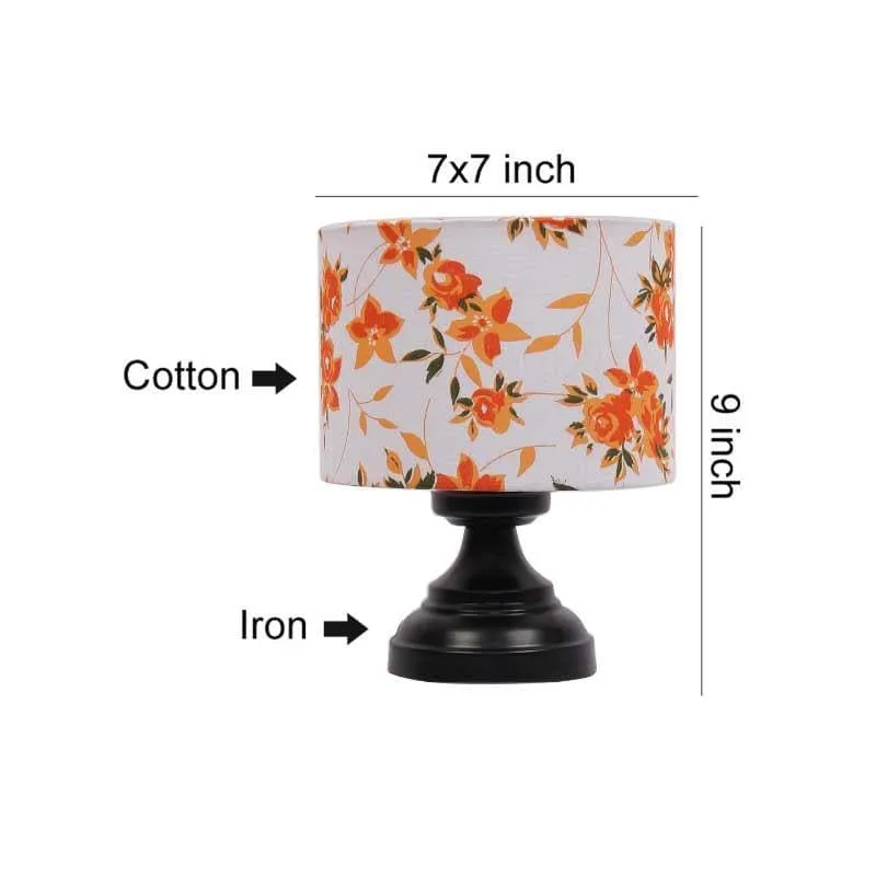 Orange Fleur Burst Fabric Table Lamp - Multicolor media 6