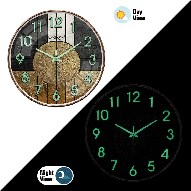 Oaklyn Round Modern Plastic Wall Clock - Black & Beige media 4