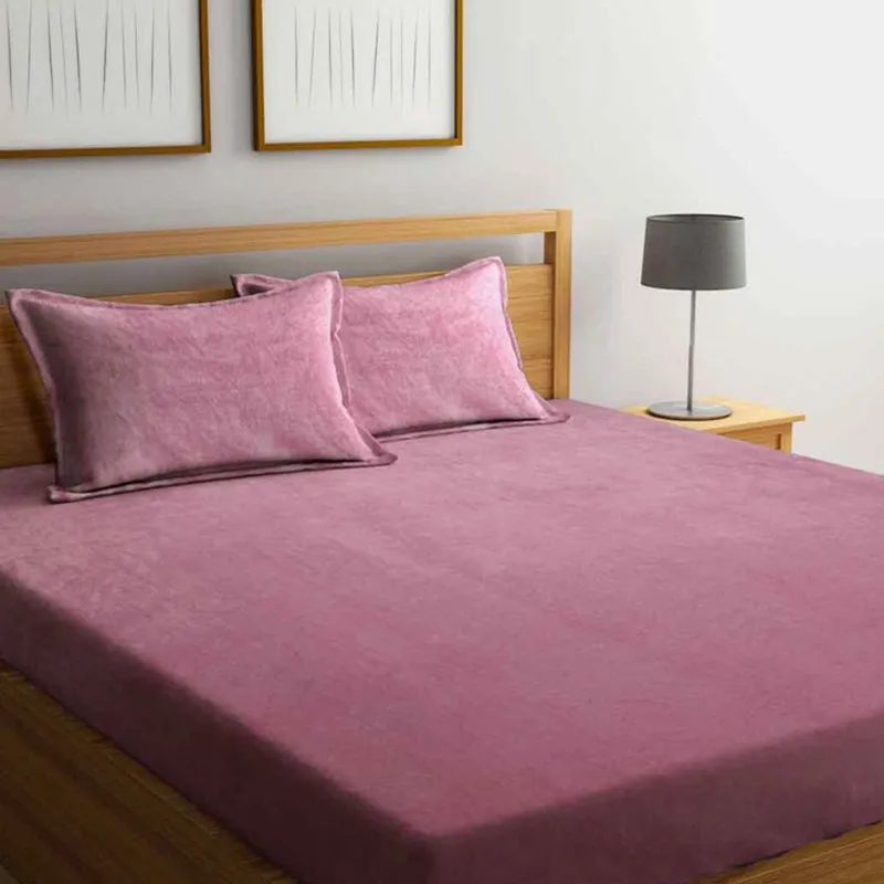 Gentle Rest Fleece Bedsheet (Pink) - 300 GSM media 1