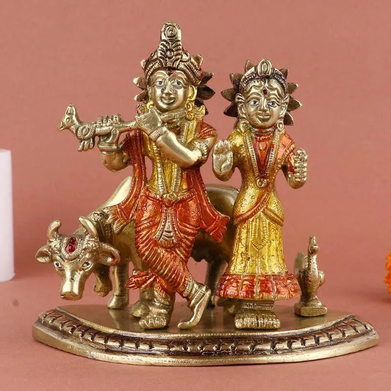 Radha Krishna Brass Idol Set media 1