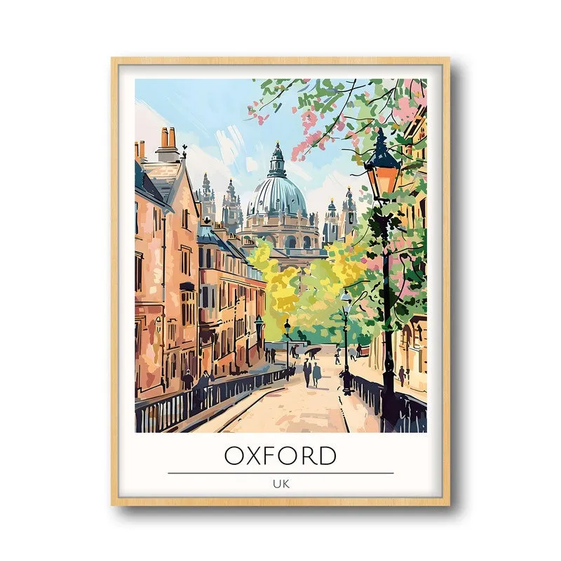 Vintage Oxford Framed Canvas Archival Canvas Wall Painting - Natural Brown Frame media 5