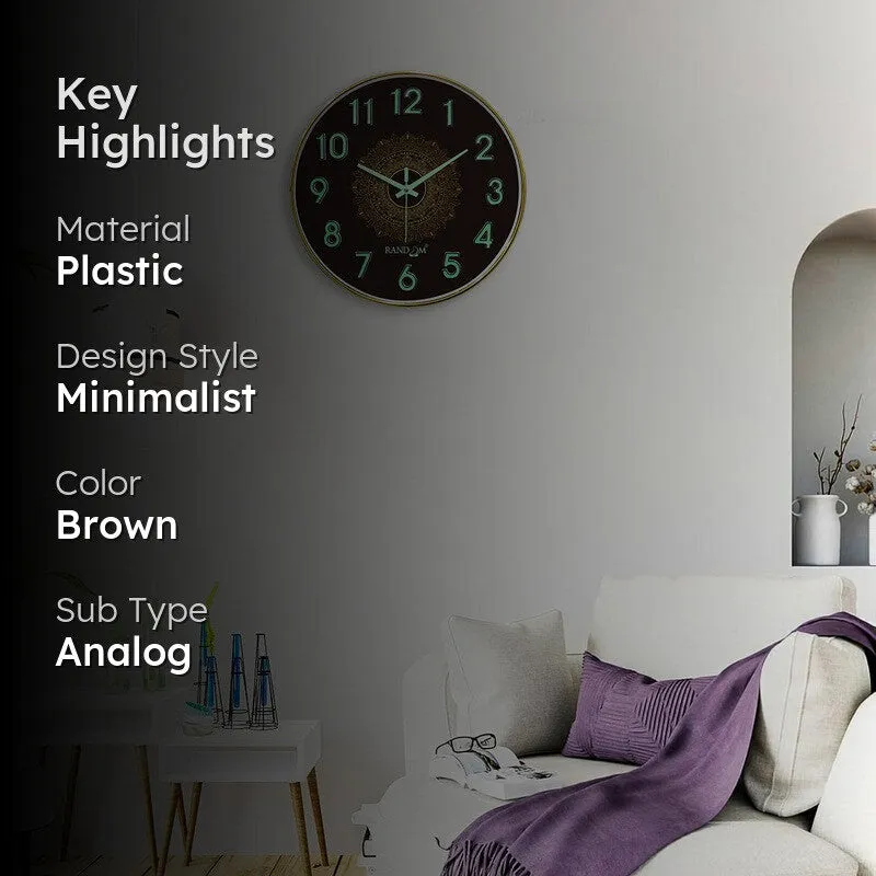 Nayra Round Floral Plastic Wall Clock - Brown media 2