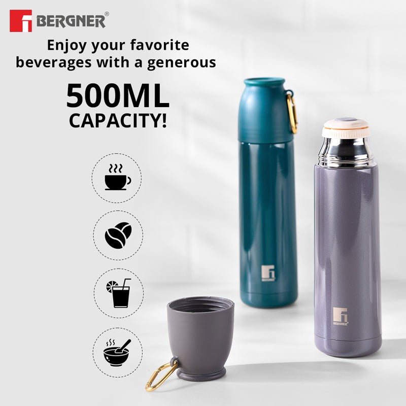 Bergner Walking Thermosteel Hot and Cold Flask (Grey) -500 mL media 6