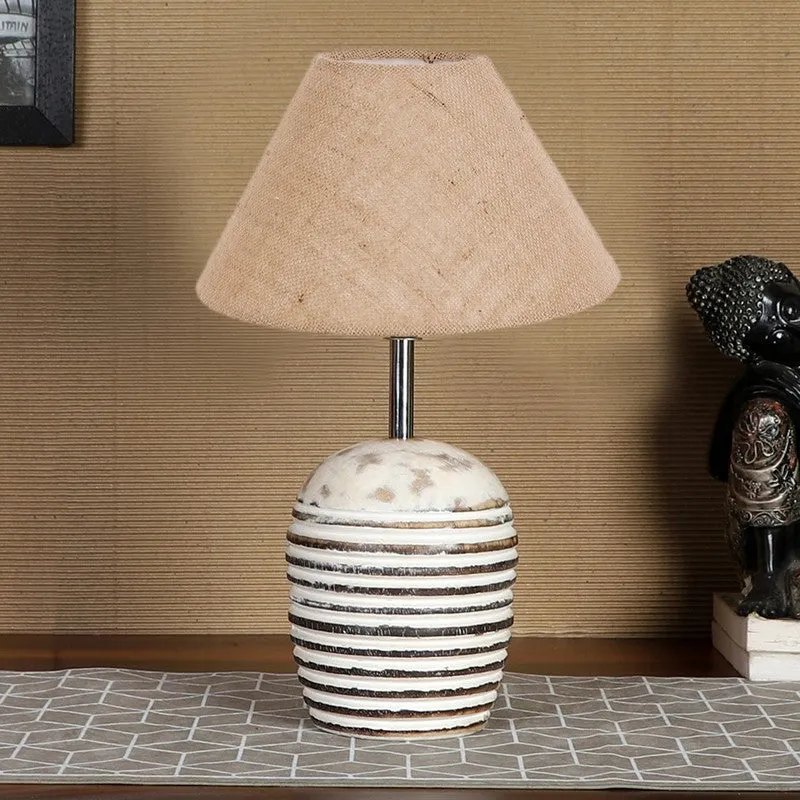 Lumexa Cotton Table Lamp With Wooden Base - Beige media 4