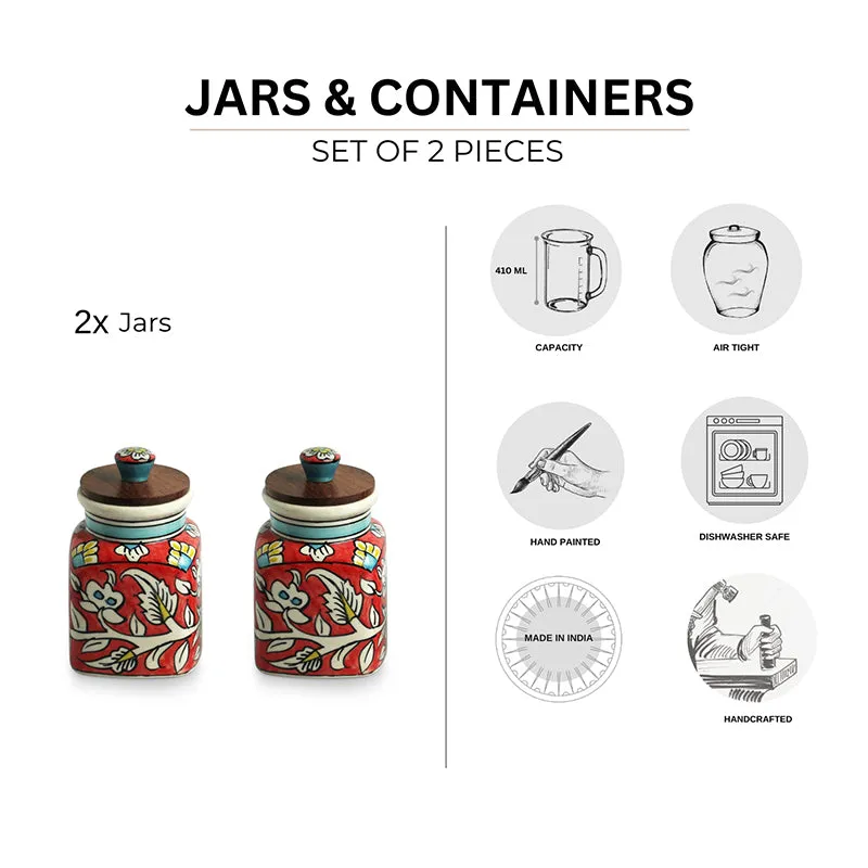 Rang-E-Gul Handpainted Ceramic Jar (410 mL Each) - Set Of Two media 5