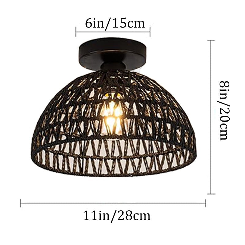 Latticework Cotton Ceiling Lamp - Black media 7